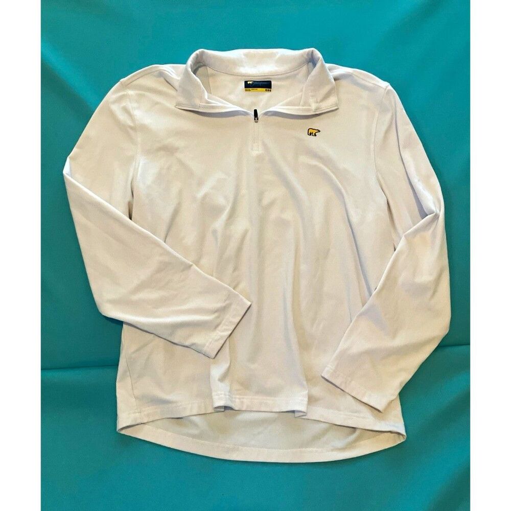 Jack Nicklaus Men's White Solid Long Sleeve 1/4 Zip Mock Neck Pullover M
